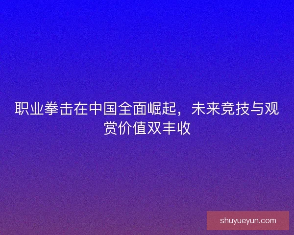 职业拳击在中国全面崛起，未来竞技与观赏价值双丰收
